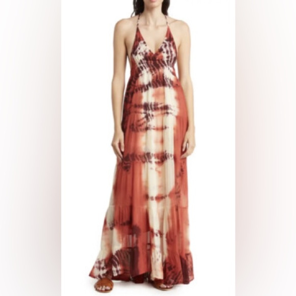 NWOT RAGA Ravi Halter Maxi Dress Halter Tie Dye Maxi Dress. Size Small